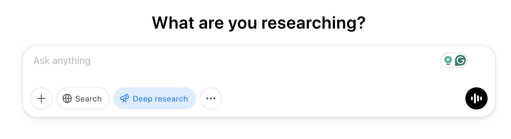 Выбор режима Deep Research