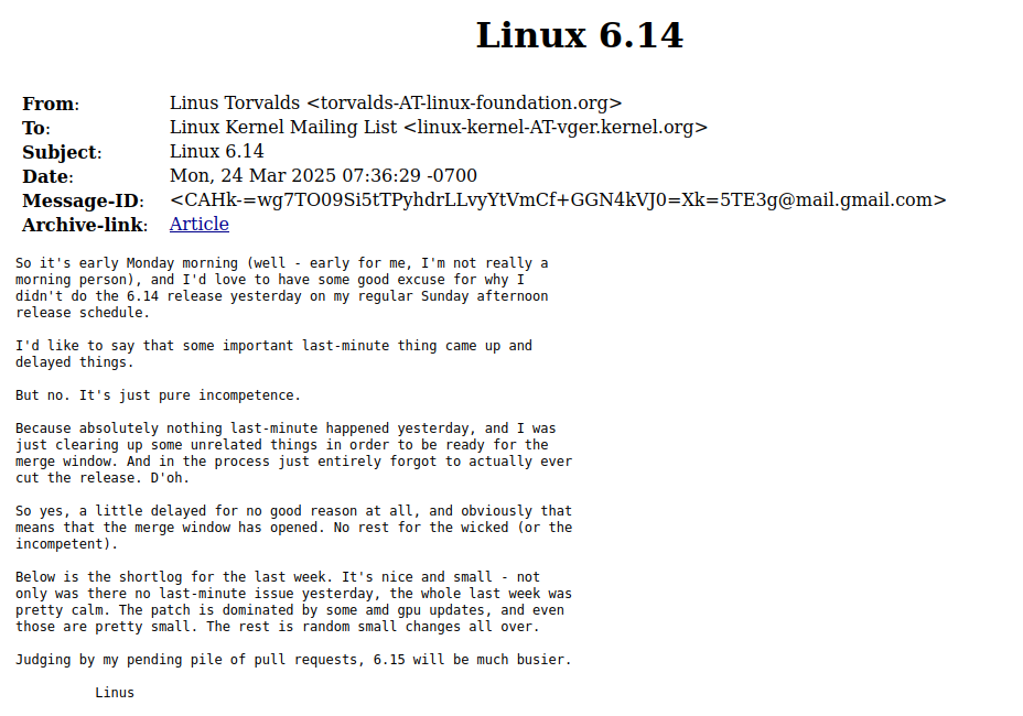 Релиз Linux 6.14 - 1
