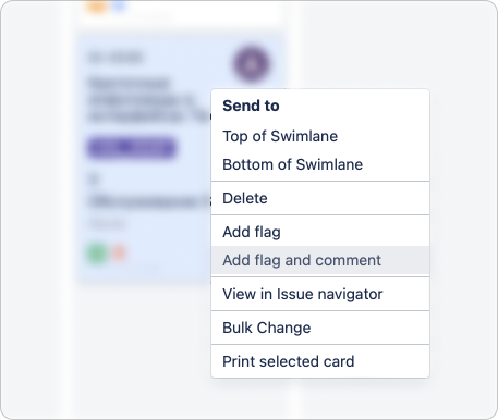 Контекстное меню задачи в Jira и пункт Add flag and comment Контекстное меню задачи в Jira и пункт Add flag and comment
