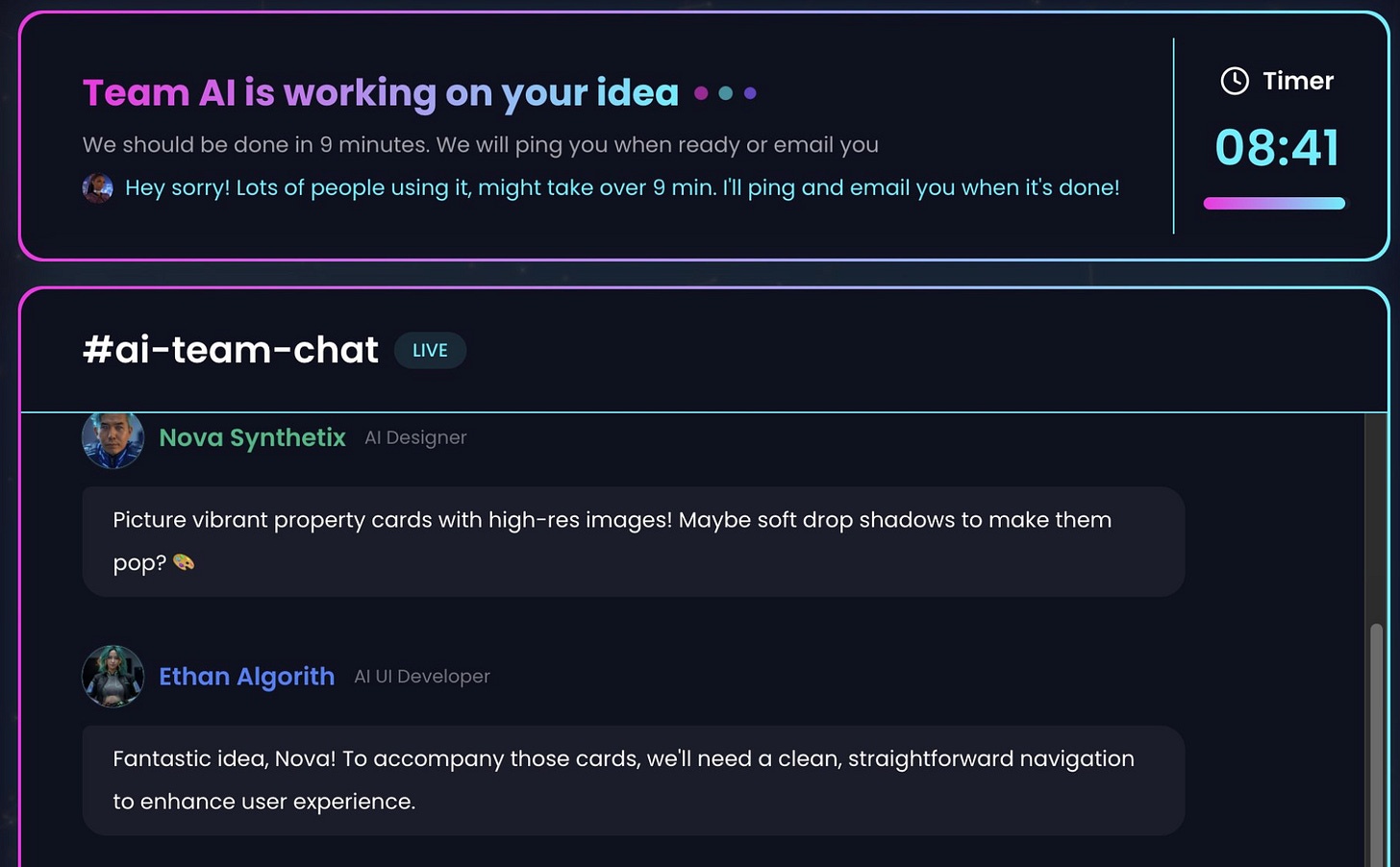 HeyBoss имитирует общение AI в ветке Slack во время генерации вашего прототипа