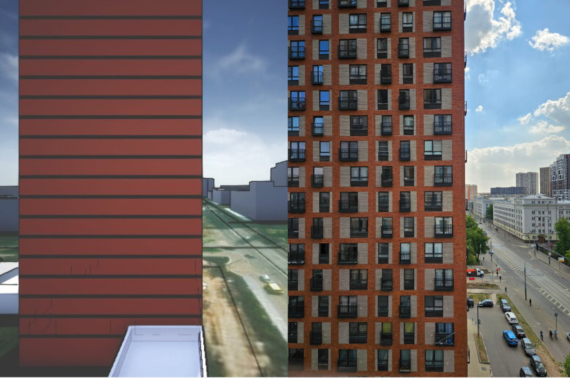 Эскизный вид из окна и реальный