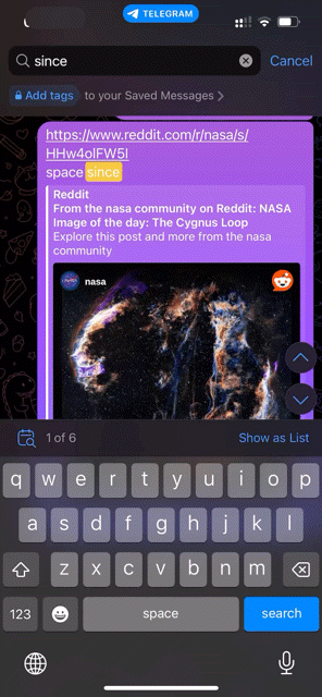 Трудности поиска в чате Избранное — «… представляло из себя банальный перебор по ссылкам …»