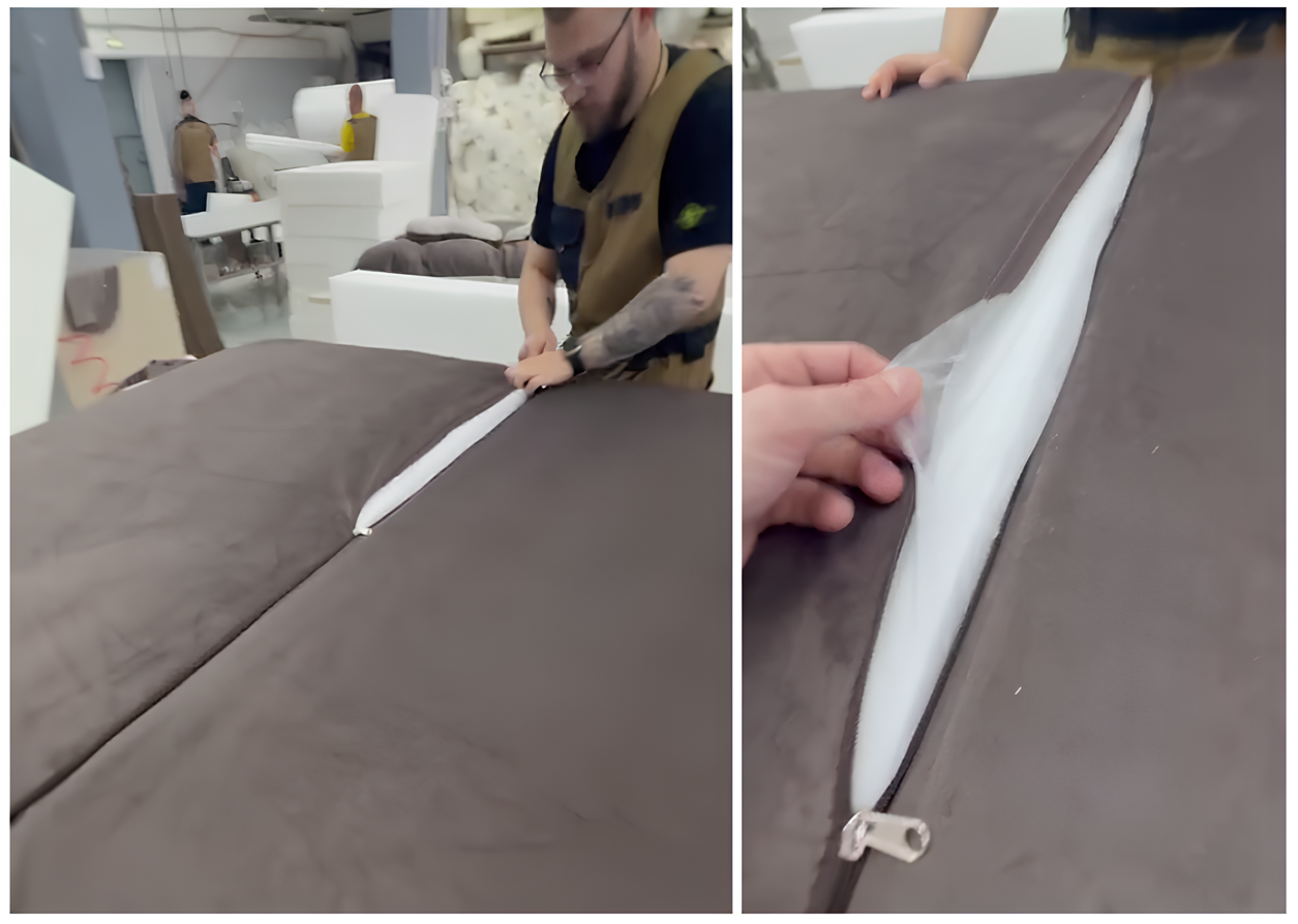 А ещё «скользячка» помогает ткани распрямляться после того, как встаешь с дивана.