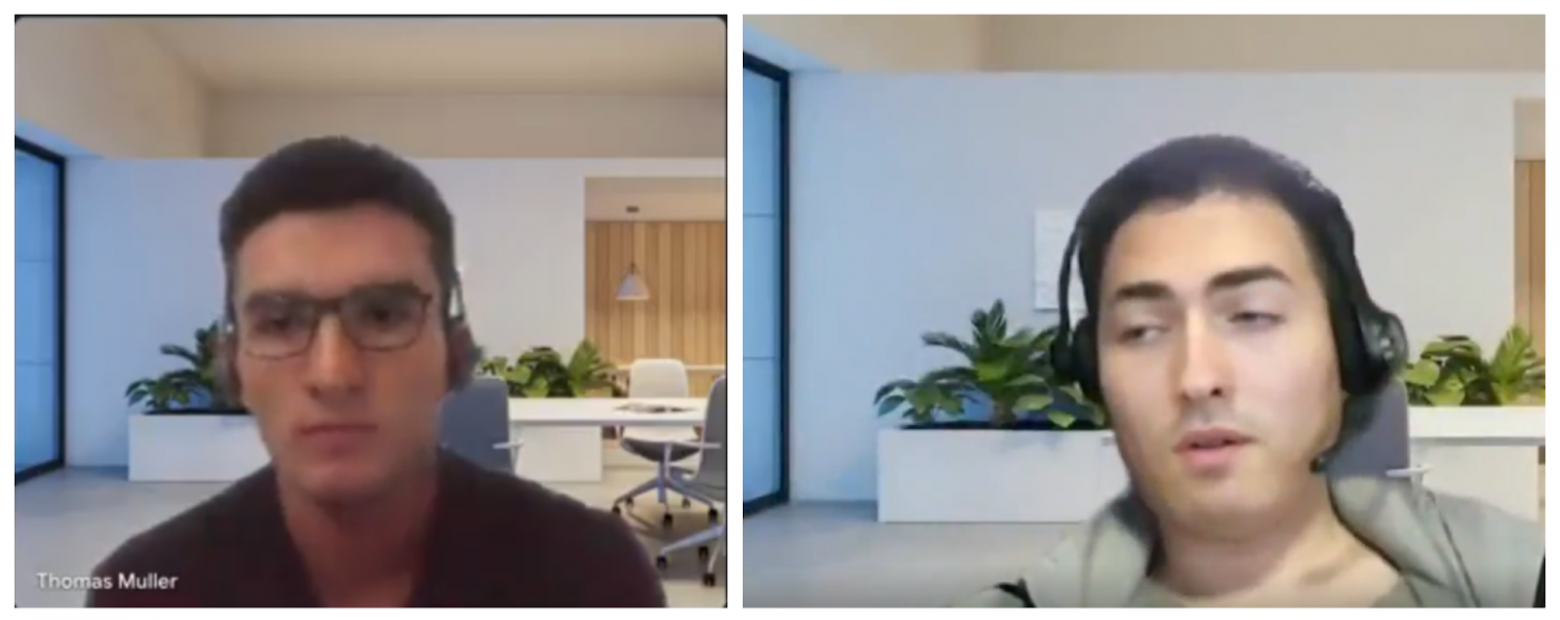 Оба изображения сгенерированны нейросетями, даже задний фон, который выглядит похоже, потому что нарисован поверх одного и того же настоящего.