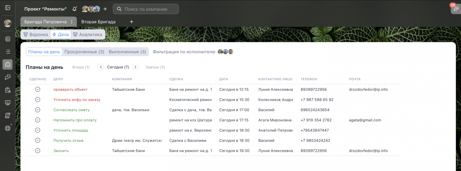 Планы на день