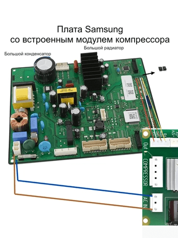 Обманка — это прошитая плата. Вот, например, обманка для холодильника Samsung