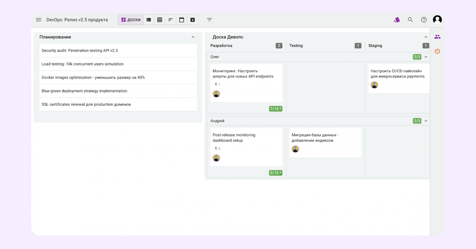 Для некоторых клиентов вместе с коллегами создаем демо-пространства, чтобы наглядно показать возможности Kaiten