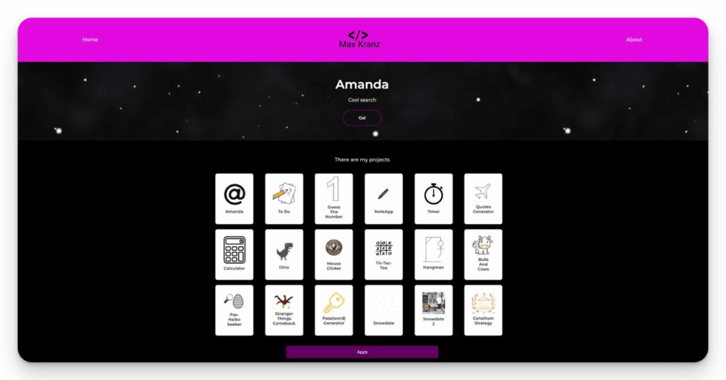 Первый проект Максима - платформа с HTML-играми, которую он создал в 11 лет!