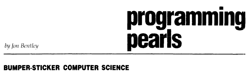 Gnarly monochrome scan of Programming Pearls.