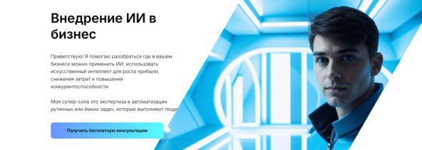 Заглавный блок с лид-магнит сайта iiintegrator