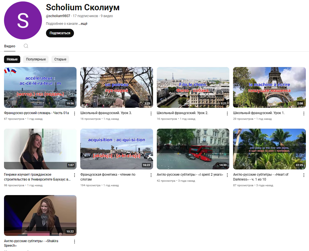 Рис. 5. Скриншот выбранного канала на Ютубе, который будет загружен программой MiniDL64r.exe.