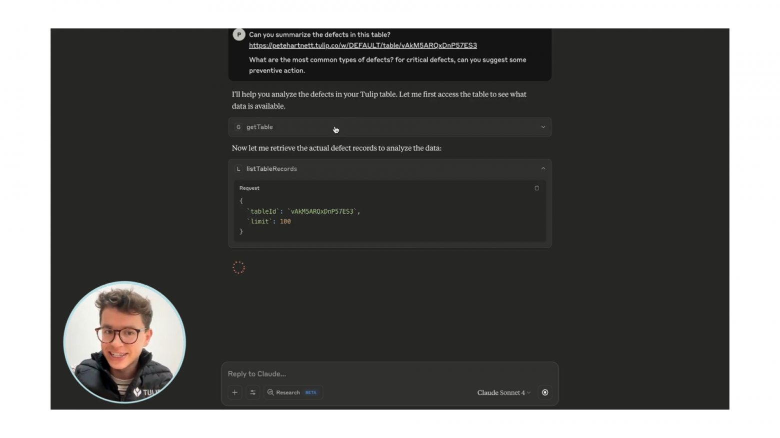 Tulip MCP анализирует данные по отказам оборудования.