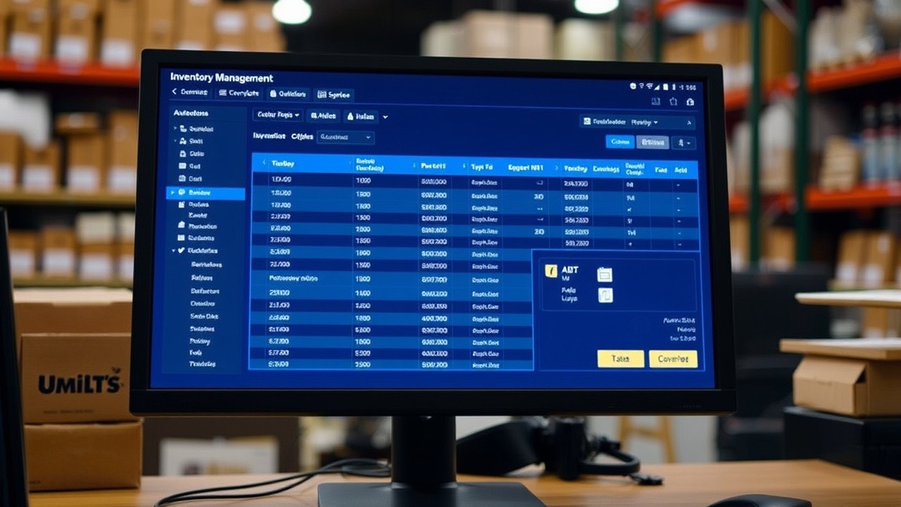 Экран компьютера, показывающий программное обеспечение для управления запасами.