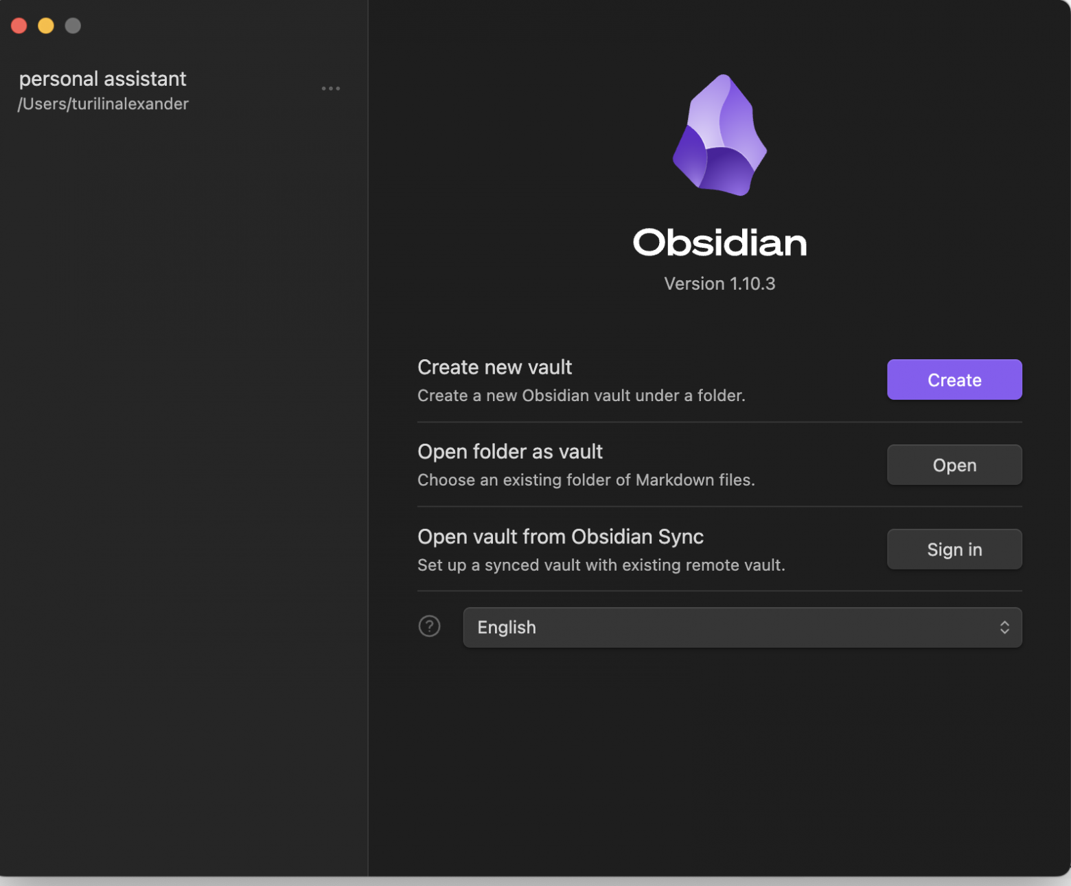 Чтобы создать новый vault нажмите "Create"