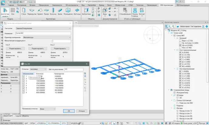 Настройка уровней сетки