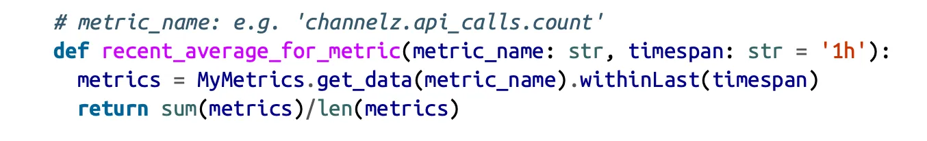 Представим метод, который вычисляет среднее значение метрики за период.