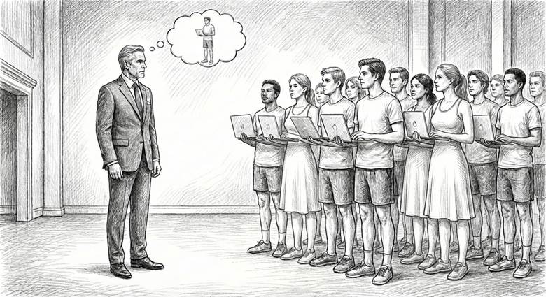 Рис. 1. Заказчику нужен один человек на неделю, но он хочет получить ставки, как-будто берет двадцать человек на год