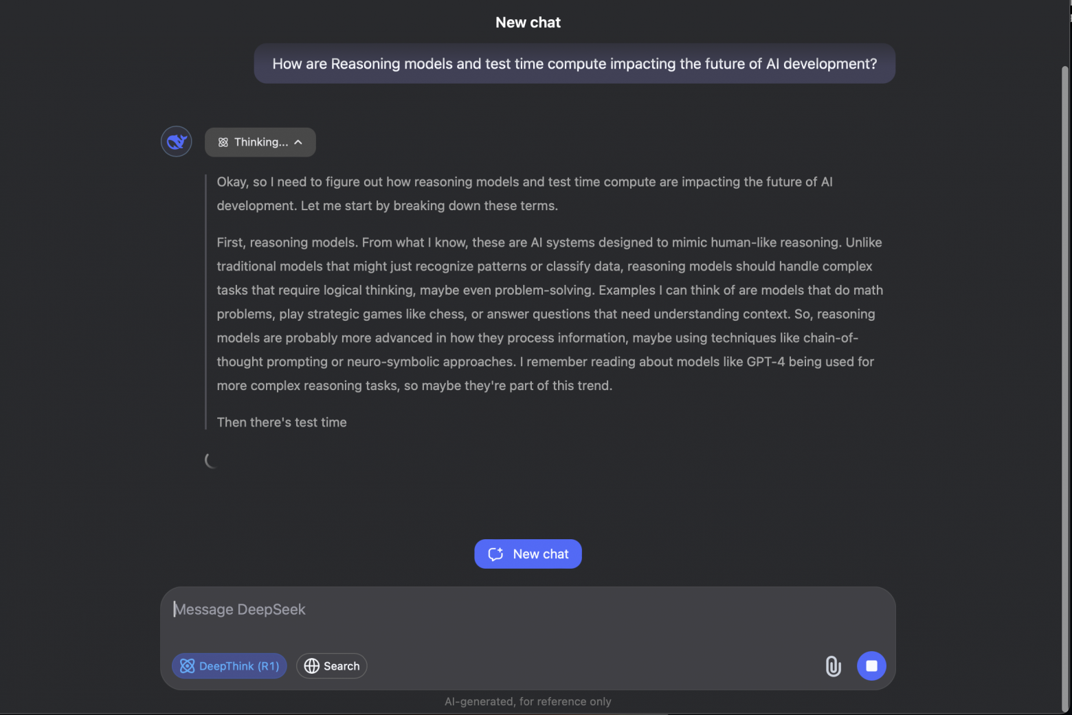 DeepSeek Thinking Mode — модель показывает процесс рассуждения в реальном времени