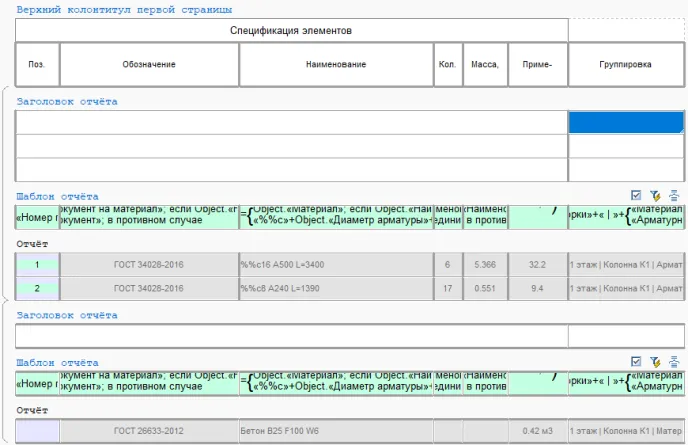 Рис. 68. Промежуточный итог спецификации в редакторе таблиц