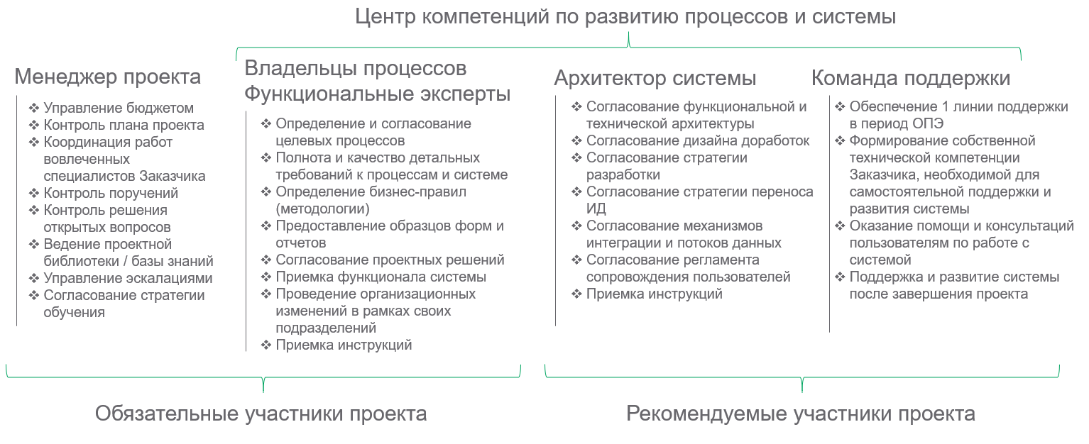 Наглядная схема участников проекта со стороны заказчика.
