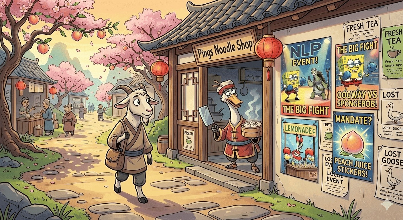 Улица осознанности. Обратите внимание на объявление "LOST GOOSE" справа — кажется, наш герой из колл-центра всё-таки не выдержал "дружного коллектива" и режима многозадачности.