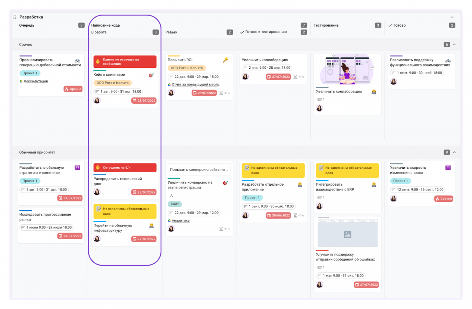 Колонки на канбан-доске