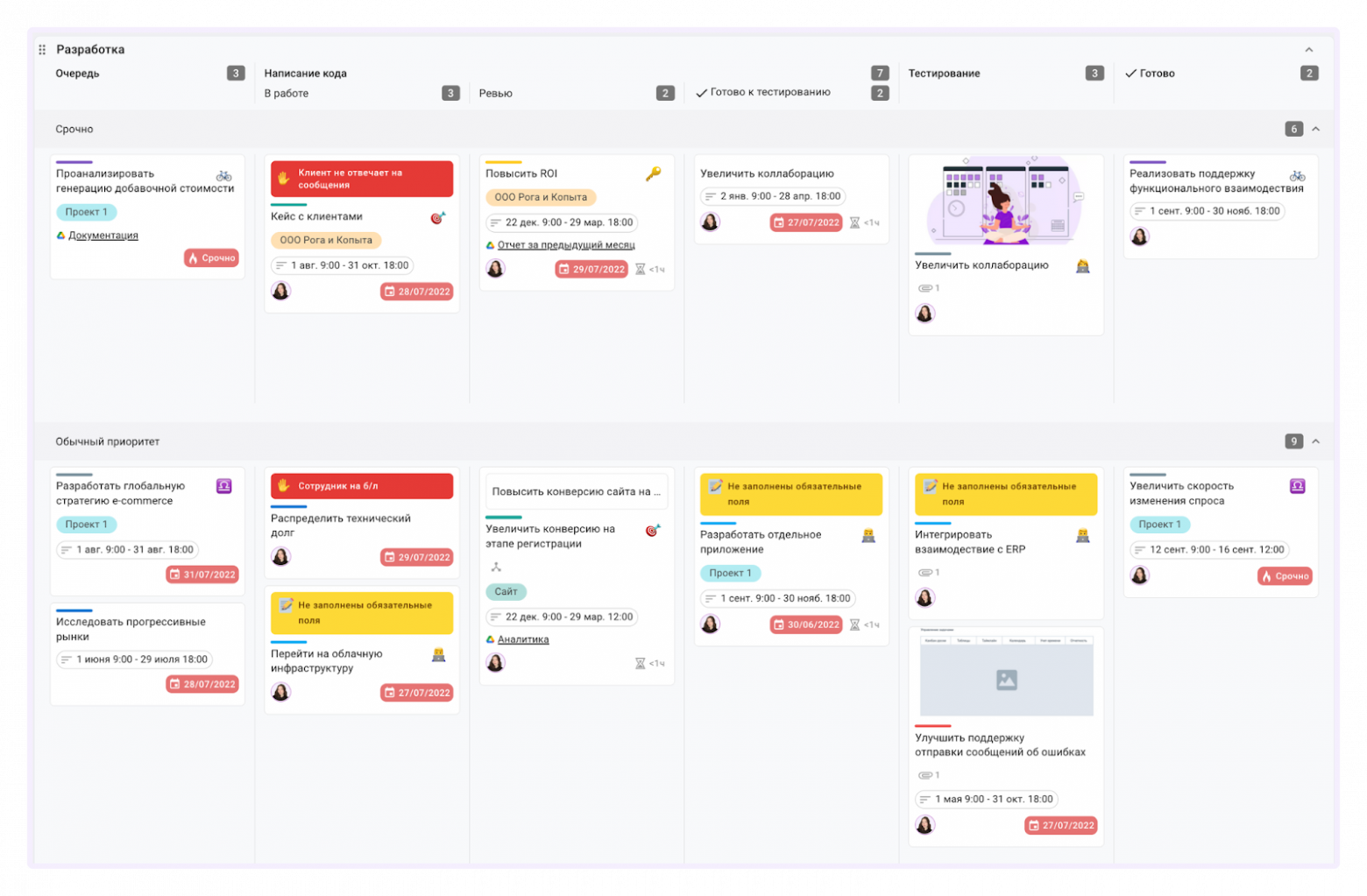 Как выглядит канбан-доска в Кайтене