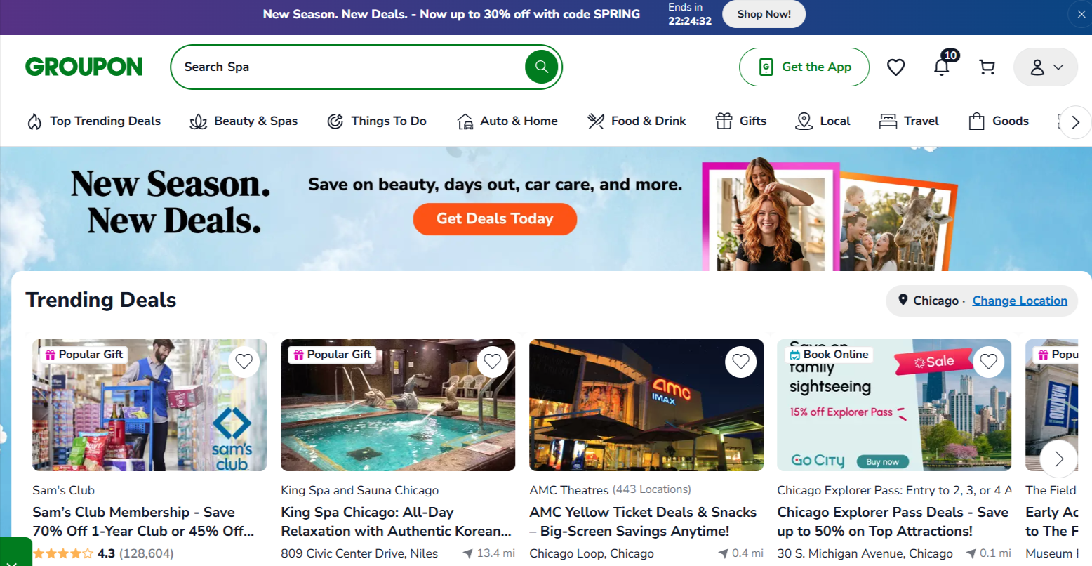 Так «маркетплейс скидок» выглядит в наше время. Источник: https://www.groupon.com/ 