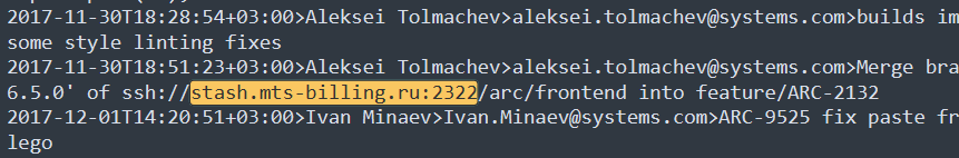 Пример внешнего адреса репозитория в логах