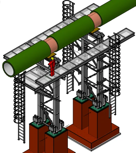 Рис. 14. Пример выполнения площадок обслуживания, совмещенных с высокими опорами