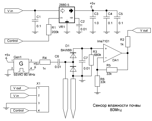 Типичная электрическая схема датчика 