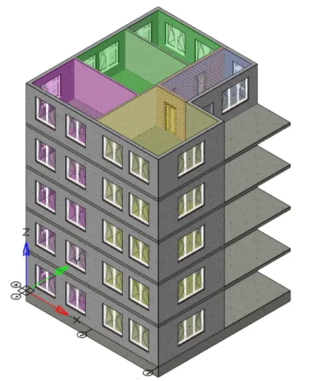 Рис. 9. Итоговая модель после использования инструмента Разместить по этажам