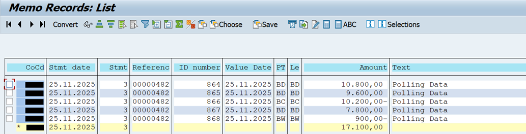 Рис. 10. Список авизо диспозиции промежуточных выписок 