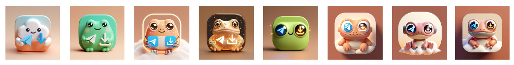 Эволюция логотипа, робожаба Розитта в первом ряду справа