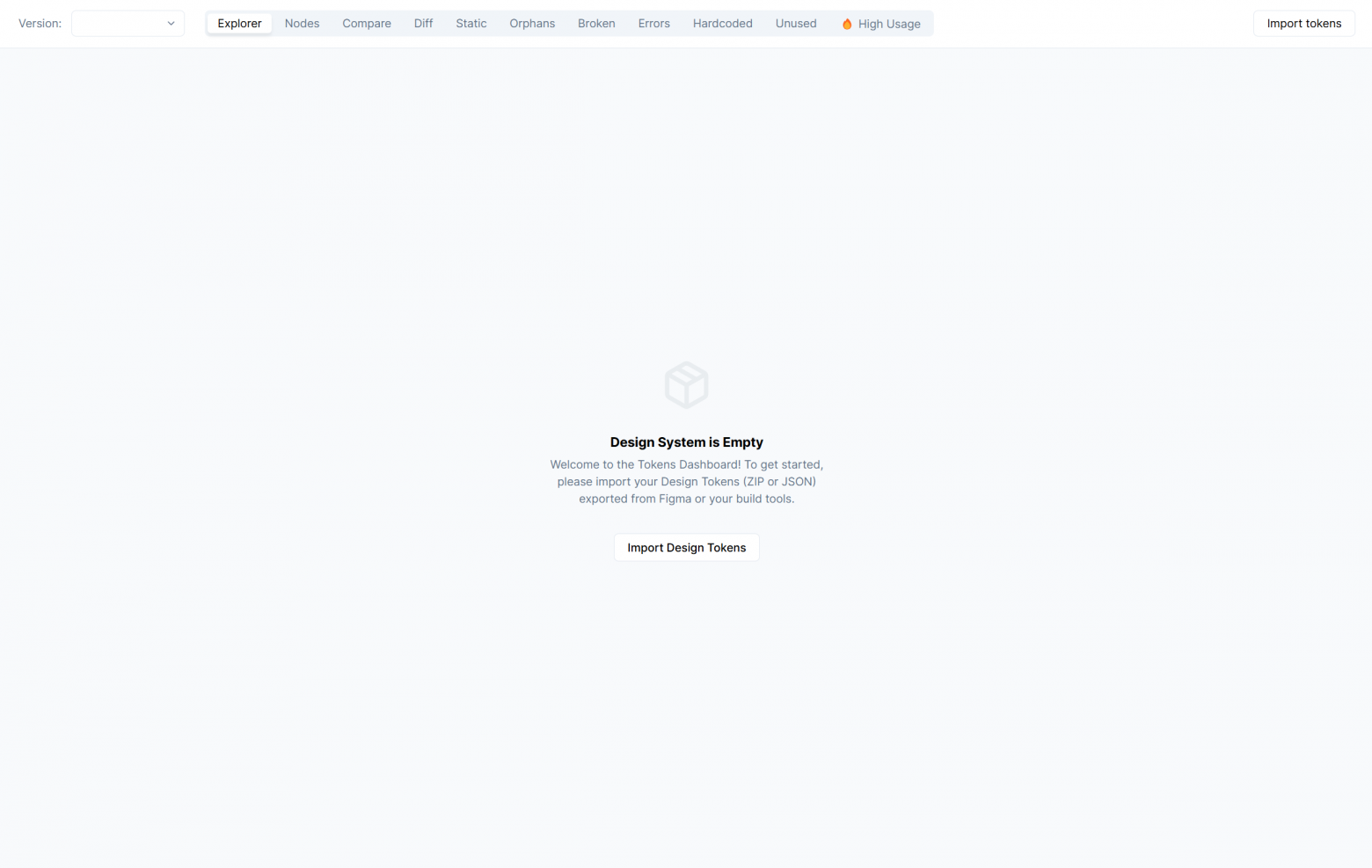 Окно импорта токенов в tokens dashboard