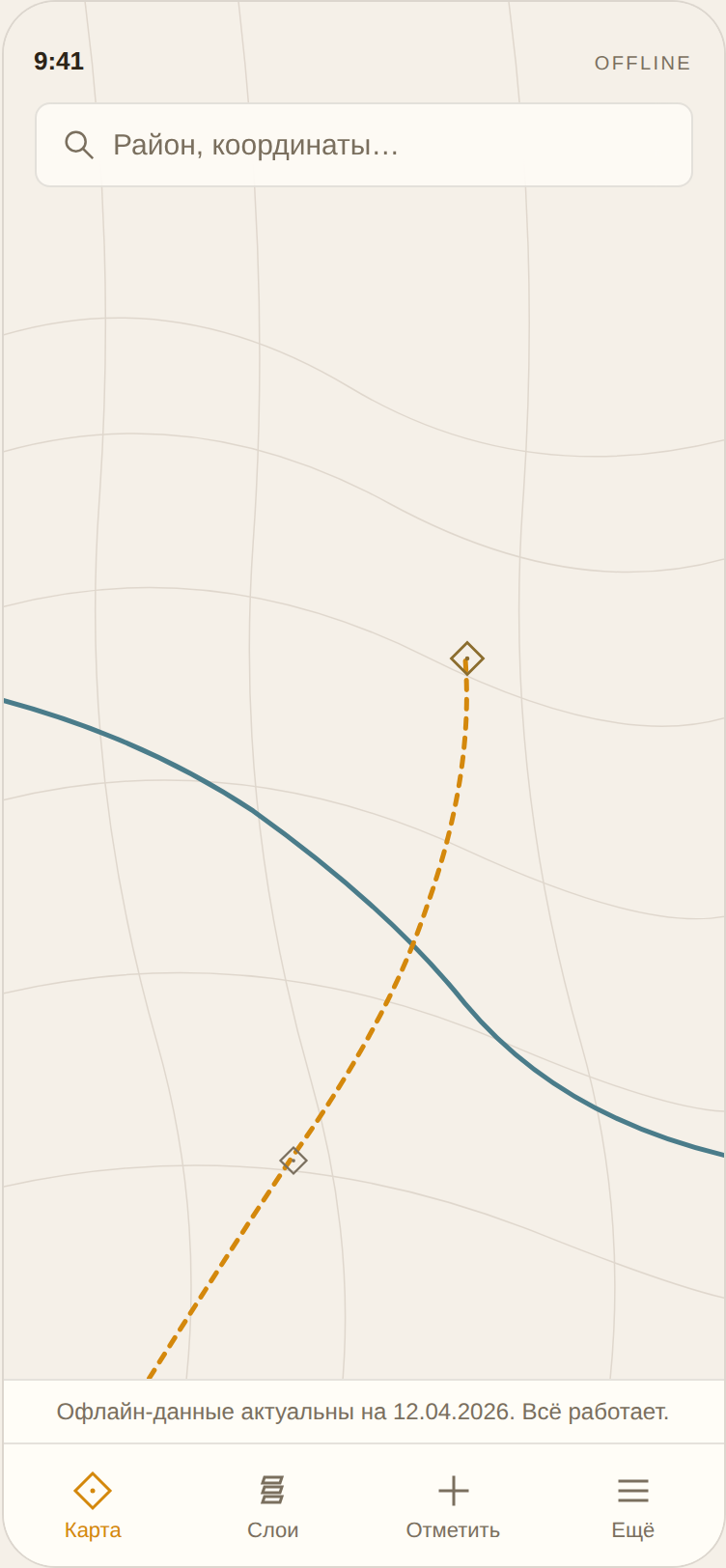 Офлайн-состояние с фактическим empty state