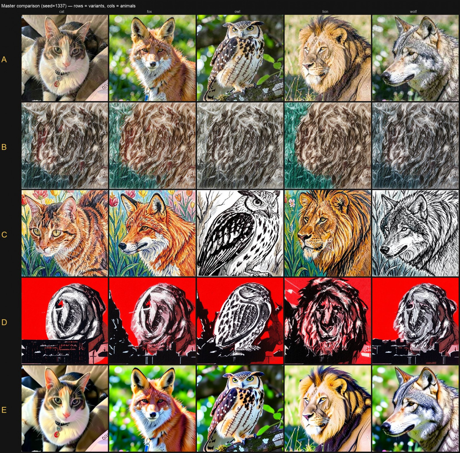 Master comparison grid, seed=1337