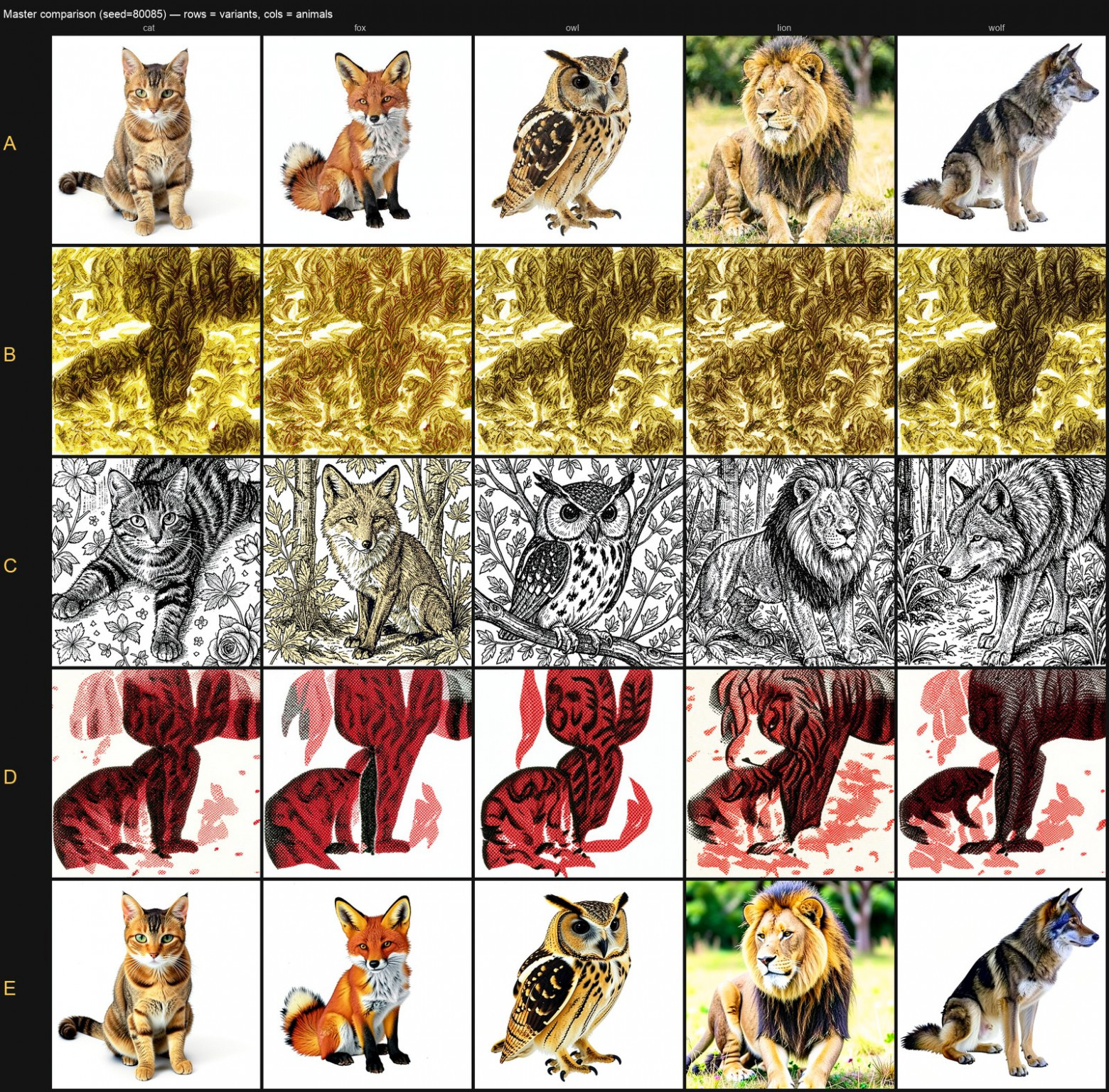 Master comparison grid, seed=80085