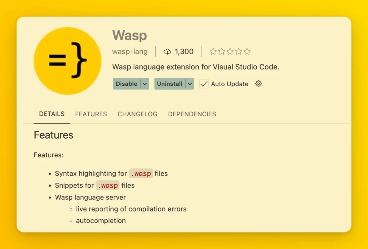 Расширение VS Code для языка Wasp