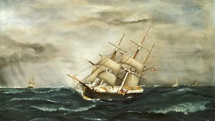 Парусный корабль «Валькирия», потерпевший крушение в 1883 году.  
