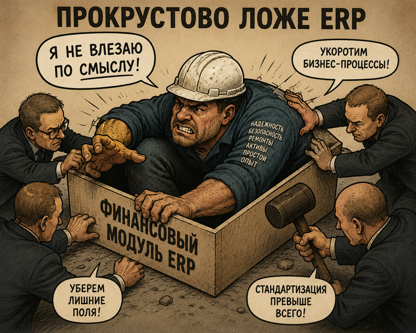 Типичная ошибка: попытка втиснуть инженера в интерфейс бухгалтерской системы.