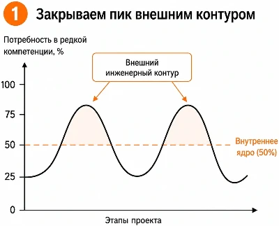 Сценарий 1: закрытие пика внешним контуром