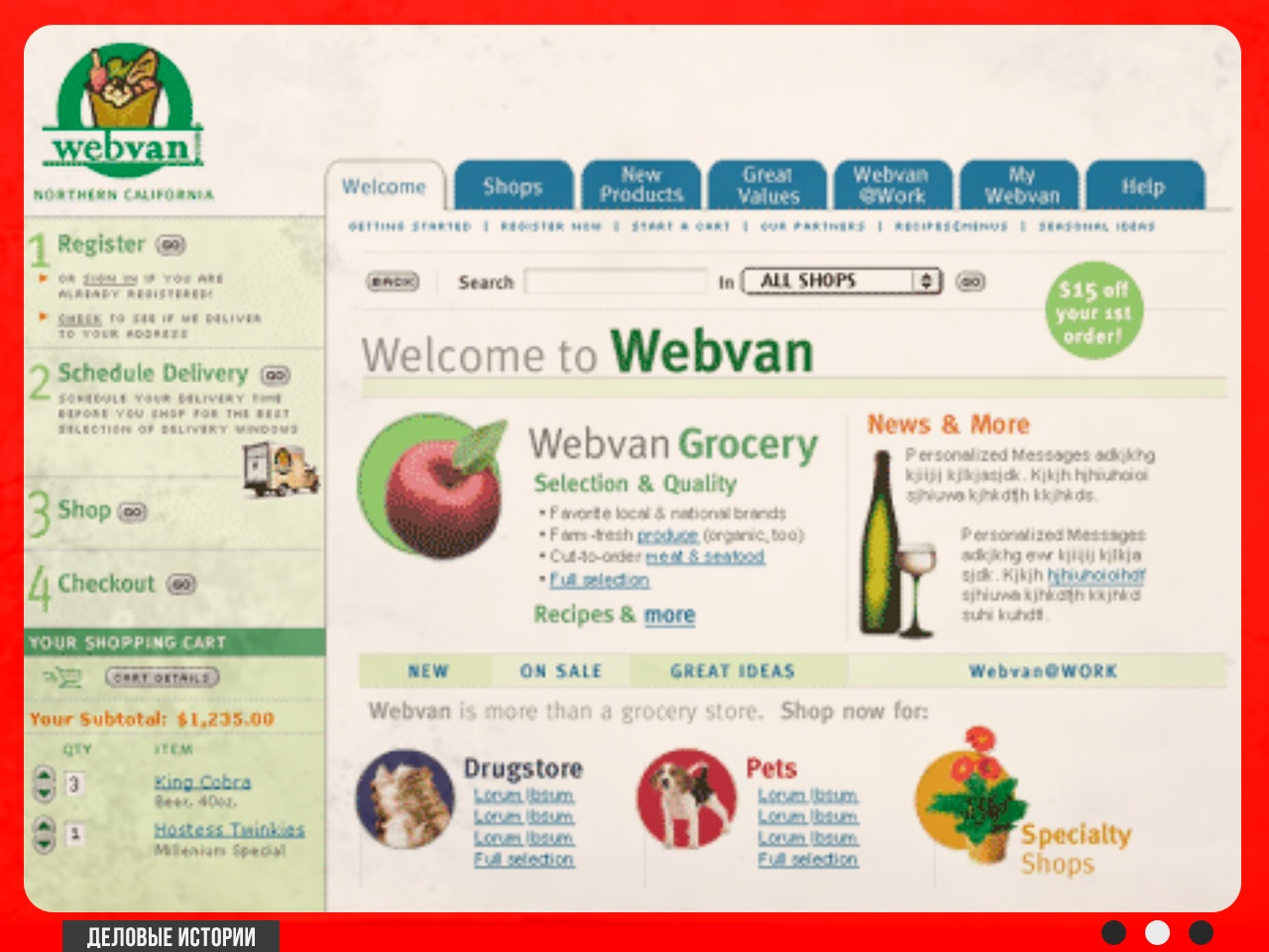 Скриншот страницы сайта Webvan