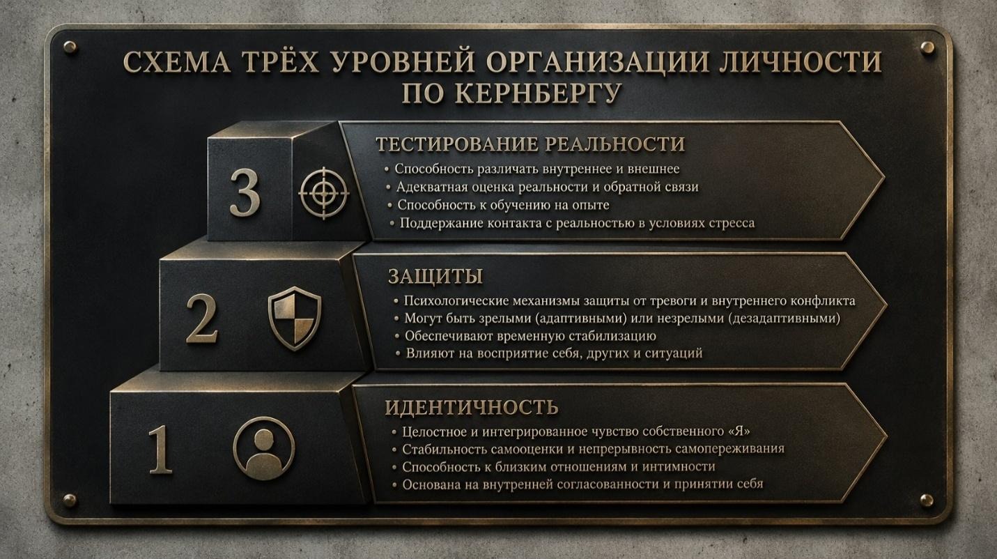 схема трех уровней организации личности по Кернбергу